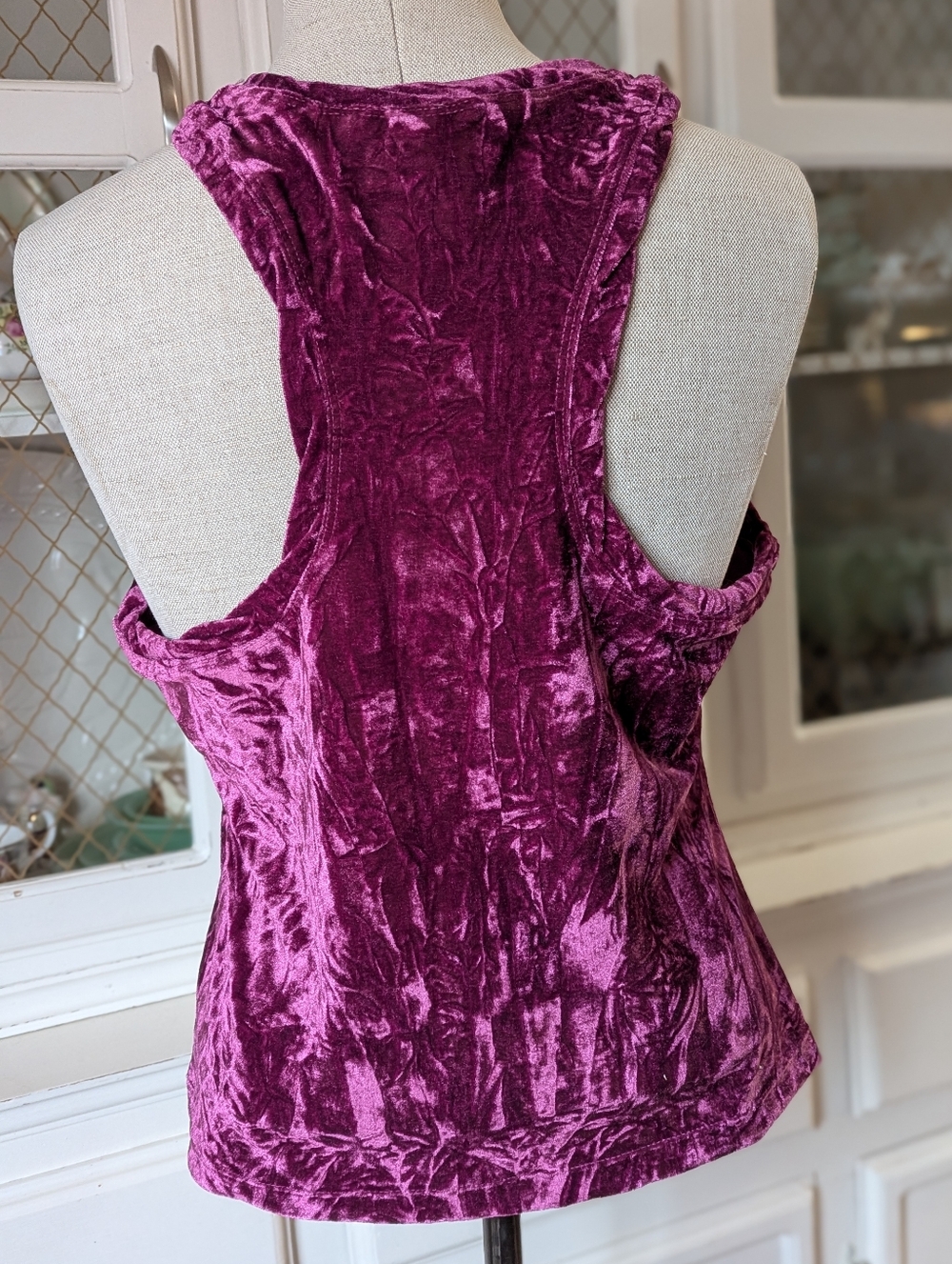 Anthropologie Racer Back Crushed Velvet Tank Top Plum Pilcro Boho Fall Fashion - Picture 5 of 8